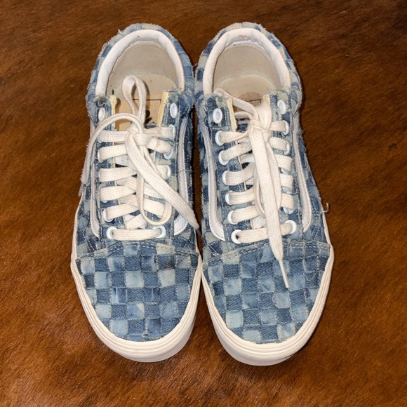Vans Shoes - Vans Women's Blue Denim Checkered Platform Sneakers